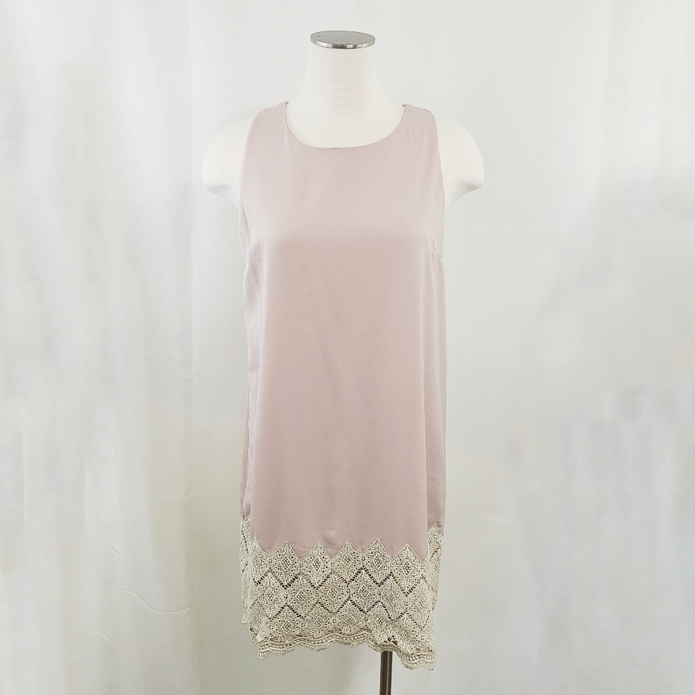 Arloh Chelsea Shift dress pink crochet lace trim hem sleeveless sz large NEW NWT